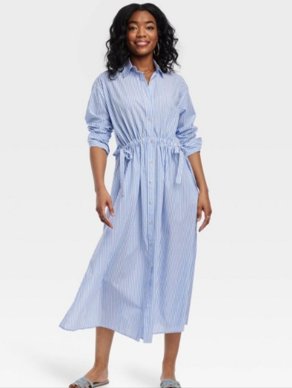 Universal Thread  Striped Shirt Midi Dress Size S